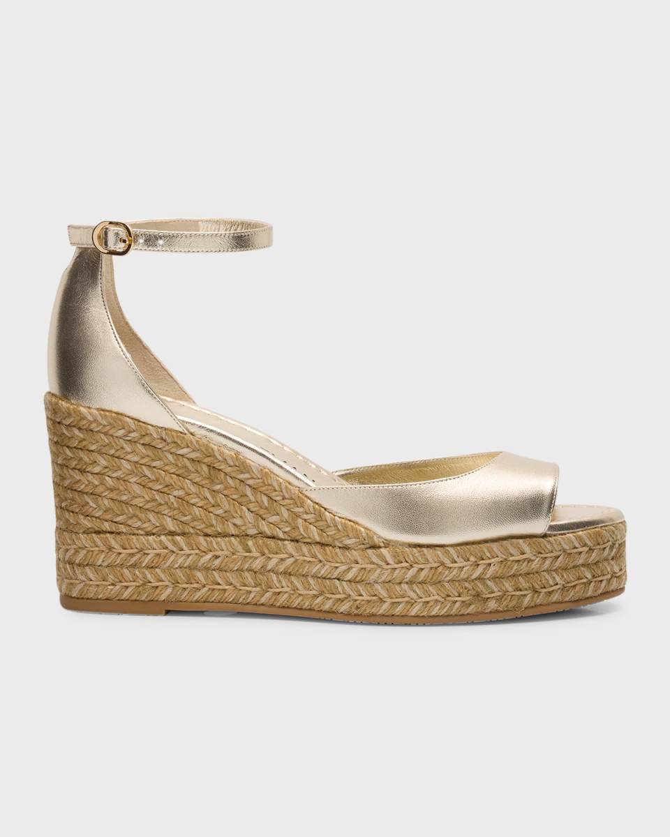 Nudista Metallic Ankle-Strap Wedge Espadrilles